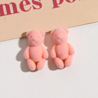 Breloques en peluche floquée colorée en forme d'animal de dessin animé 15*24mm, ours à dos plat, boutons à coudre pour accessoires de bijoux DIY