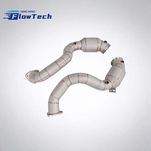 Downpipe haute performance FlowTech T304 en acier inoxydable avec bouclier thermique pour Aston Martin DB11 Vantage 4.0T – Fixation directe par boulons - Product Image 2