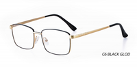 Monturas de Gafas Rectangulares de Metal Duraderas y Elegantes para Hombre, Color Negro Clásico con Patrón Sólido Resistente para Lectura