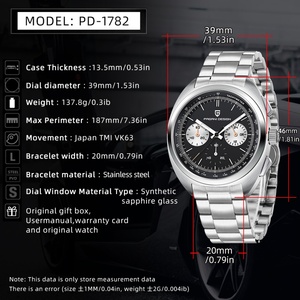Montres pour hommes PAGANI DESIGN NEW 1782, montres-bracelets à quartz de luxe haut de gamme, chronographe multifonction pour hommes, saphir AR luminescent - Product Image 4