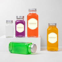 Bouteilles en verre carrées et rectangulaires de style français, vides, pour jus, lait, café et autres boissons, avec bouchons à vis, en gros.