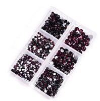 6-Fächer-Box mit gemischten Farben, lose Glas-Flachback-Nagelkunst-Strasssteine, DIY-Nagelkunst-Zubehör für Taschen, Schuhe, Kleidung, Großhandel