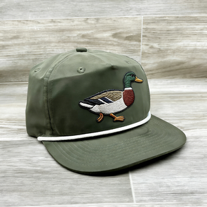 Casquette 5 panneaux personnalisée OEM Vietnam, casquette de sport à visière plate, casquette homme femme avec logo brodé canard - Product Image 2