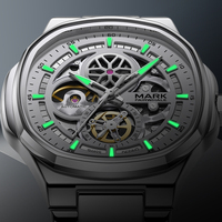Montre mécanique automatique Mark Fairwhale Design pour homme, boîtier octogonal en acier inoxydable, bracelet en métal, étanche 3ATM, FW-6043