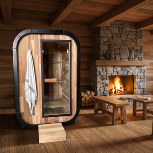 Mini sauna électrique d'intérieur, sauna carré à vapeur - sauna traditionnel de petite taille pour usage domestique en extérieur, 1 personne, en bois de cèdre rouge - Product Image 1