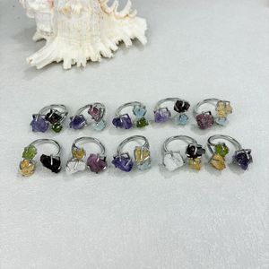 Gioielli alla moda <span class=keywords><strong>argento</strong></span> placcato naturale ametista rubino peridoto acquamarina regolabile tre pietre anello per festa regalo di compleanno - Product Image 4