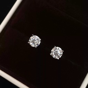 Moissanite <b>Stud</b> Earrings 1 Carat 50 Points S925 <b>Silver</b> Claw Setting For Women Everyday Wear - Product Image 4