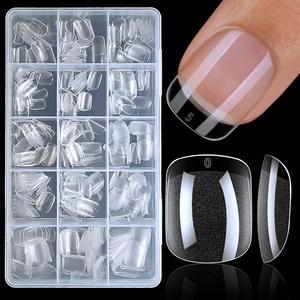 Nuevo Producto: 240 Piezas/Caja de Uñas Postizas Transparentes Francesas Semi-Mate, Cuadradas y Circulares, Puntas de Uñas Artificiales - Product Image 2