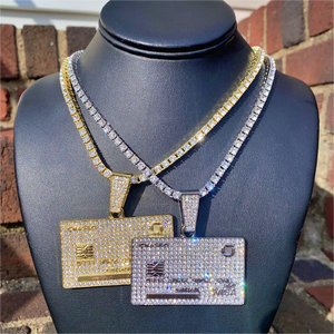 VOAINO Ciondolo Hiphop Tempestato di Diamanti a Forma di Carta di Credito in Oro 9K 14K 18K Gioielli Hip Hop Ciondolo Personalizzato da Uomo Idea Regalo - Product Image 4