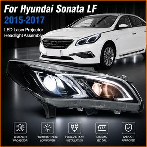 Faro a LED con Proiettore Bi-LED Stile <span class=keywords><strong>Mercedes</strong></span> W212 per Hyundai Sonata 9a Generazione <span class=keywords><strong>2015</strong></span>-2017, con DRL e Alloggiamento Fumé - Product Image 1