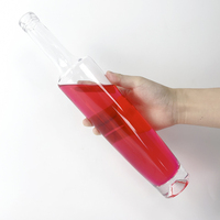 Élégant 375ml 700ml 750ml Super Flint Gum Vodka Whisky Liqueur Cylindrique Forme Longues Bouteilles en Verre avec Bouchon