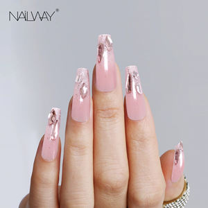 Nailway Dureza Cubierta completa Moda Diamantes de imitación <span class=keywords><strong>Rosa</strong></span> Francés <span class=keywords><strong>Uñas</strong></span> artificiales Pegar en las <span class=keywords><strong>uñas</strong></span> <span class=keywords><strong>con</strong></span> brillo - Product Image 1
