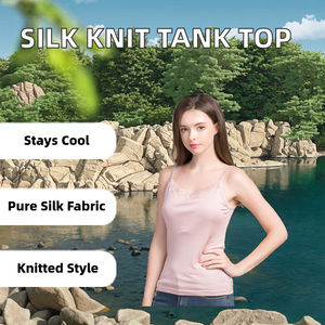 Débardeur en soie respirant à col en V pour femme, tricoté, uni, 120g - Product Image 2