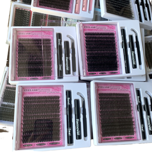 Synthetic Hair Thin Band Segment Eyelashes DIY Kit Pre-Cut C D for 30D 40D 50D Clusters Handmade 0.07mm Thickness Mixed Lengths - Product Image 2