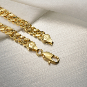 Bracelet à maillons en cuivre plaqué or 18 carats, poli, facetté, de créateur, fin, compact, style gourmette entrelacée, vente en gros - Product Image 1