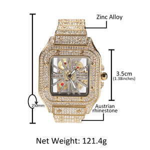 Reloj de Pulsera de Cuarzo UWIN Hip Hop Esqueleto Calado Cuadrado Resistente al Agua para Uso Diario para Hombre y Mujer - Product Image 6