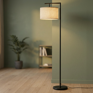 Minimalist Iron Floor Lamp with Multicolored Fabric Drum Shade LED E26 Base 2700K Warm White Light High CRI 90 for <b>Office</b> Use - Product Image 3