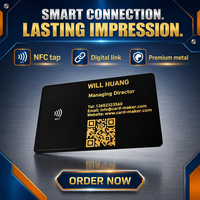 Carte de visite numérique en métal NFC noir mat de luxe avec gravure de code QR, toutes les couleurs de cartes NFC en métal avec découpe pour laser