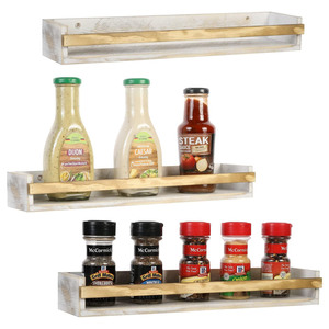 Ensemble d'étagères flottantes en bois blanchi à la chaux <span class=keywords><strong>3</strong></span> supports à épices muraux pour le stockage d'organisateur de bocal à condiments de cuisine de ferme - Product Image 3