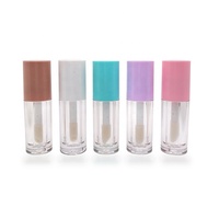 Emballage de gloss à lèvres recyclable 10 ml, tube de gloss à lèvres vide avec un grand applicateur, tubes de gloss à lèvres ronds épais roses avec un grand pinceau