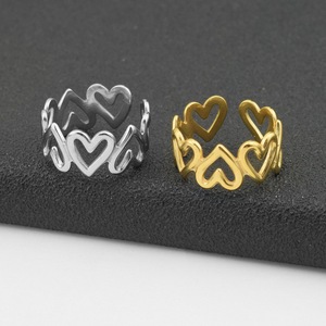 2026 Simple Popular Design Stainless Steel Hollowed Out Love Heart <b>Ring</b> Women's <b>Adjustable</b> <b>Rings</b> Fashion Jewelry For Daily Wear - Product Image 2