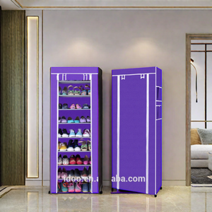 Waterproof Foldable Metal <strong>Shoe</strong> <strong>Rack</strong> Cabinet Easy-to-Assemble Non-Woven Fabric <strong>Storage</strong> with Wooden Frame - Product Image 1