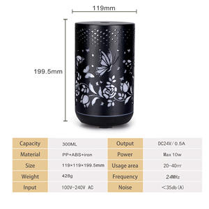 Diffuseur d'arômes Ty 300 ml, lumière LED noire, usage domestique, électrique, 10-20 m² - Product Image 5