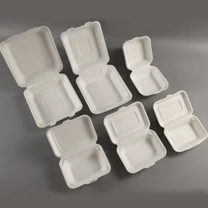 Heavy Duty Biologisch Afbreekbaar Suikerriet Bagasse Voedsel Doos 9 "X 6"