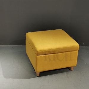 Mid century Modern <strong>Footstool</strong> Ottoman Luxury Stool Design <strong>Mustard</strong> Yellow Fabric <strong>Footstool</strong> With Storage square Fabric Ottoman - Product Image 3