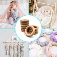 ECO-friendly Custom Unfinished Solid Wood Craft Rings Natural Wood Circles for Pendants Connectors