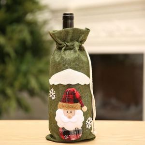 Nouvel ensemble cadeau de Noël pliable, sac en jute réutilisable et écologique, imprimé en sérigraphie, pochette à cordon pour vin rouge et champagne - Product Image 2