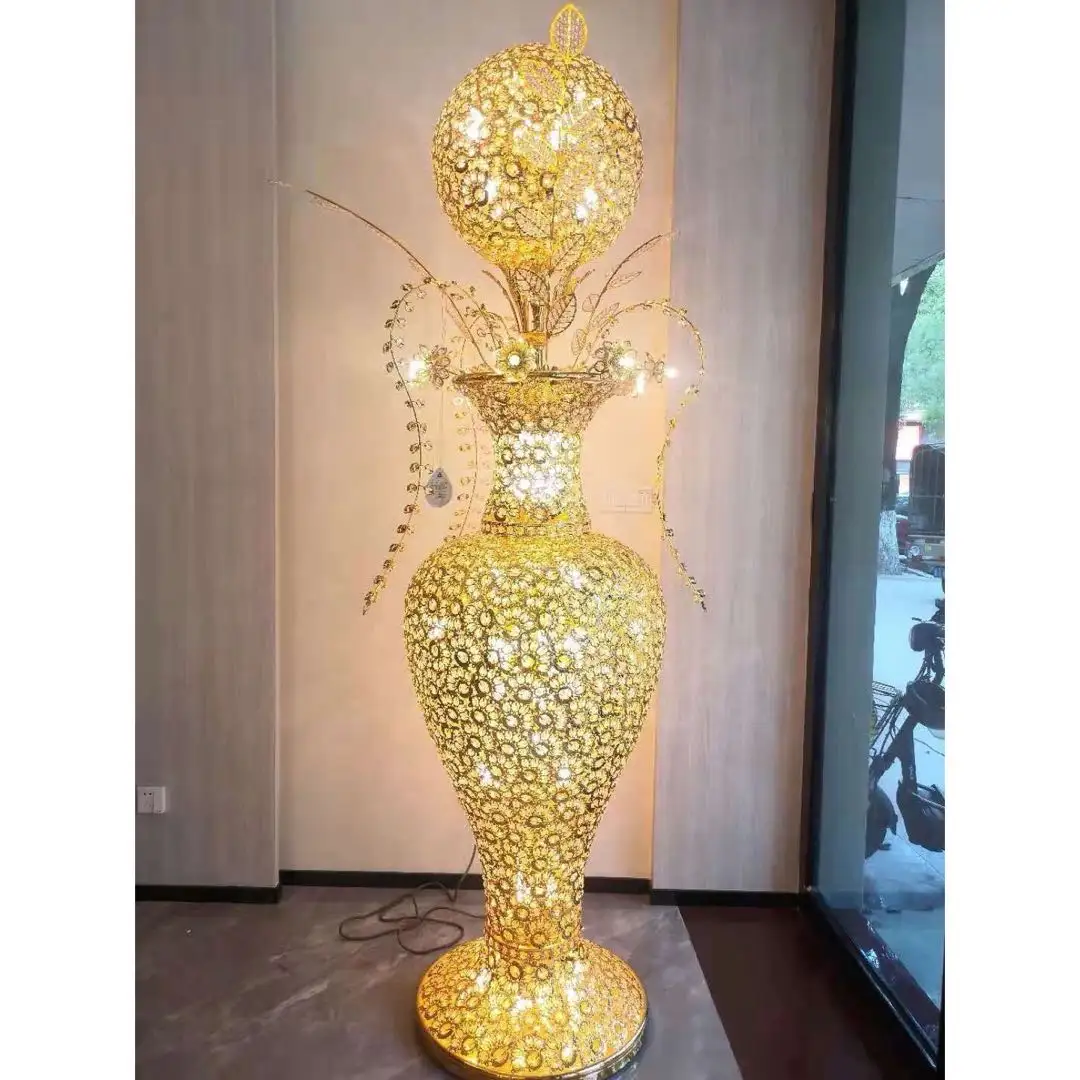 Innen rotation Phantasie Vase Kristall Boden beleuchtung Kronleuchter Lampe wunderschöne Blume goldenes Licht