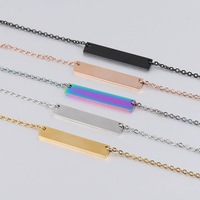 Collar Largo Versátil de Moda Transfronteriza con Colgante Rectangular Minimalista de Acero Inoxidable, Grabado Personalizable DIY
