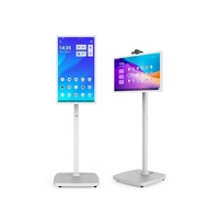 Moda movimiento libre con ruedas 21,5 23,8 27 32 pulgadas pantalla táctil quiosco Android exposición video en vivo tótem de pantalla táctil móvil