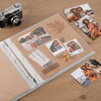 Albums promotionnels rétro simples et simples avec logo en relief de taille personnalisée Albums photo de scrapbooking en velours à 3 anneaux de 12x12 pouces
