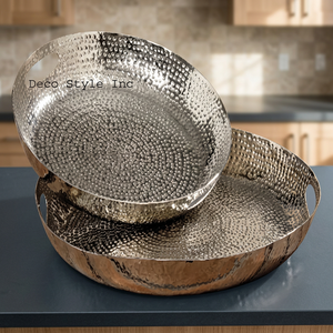 Deco Style Inc Aluminium Hammered Decorative Tray & <b>Serving</b> <b>Platter</b>-Silver Finish Custom Size Available - Product Image 3
