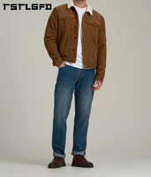 Veste en toile denim d'hiver pour homme avec logo personnalisé écologique, col montant, imperméable, coupe-vent, réversible, chaude, en lin pour l'extérieur