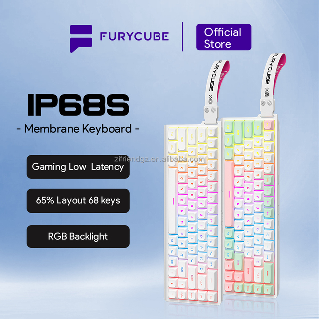 FURYCUBE IP68S Wireless Mechanical Feel Keyboard RGB Multiple Lighting Effects Anti-Ghosting English Layout for Daily Office