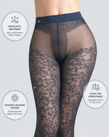 Collants en nylon bleu marine à dentelle florale, jacquard, transparents, sans couture, sexy, respirants, fins, pour l'été, bas de mode