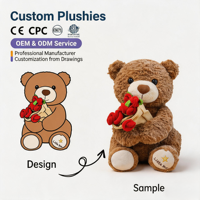 Jouets en peluche personnalisés OEM/ODM avec rembourrage en coton PP certifiés EN71/GRS/CPC, tailles 11-30 cm, pour les plus de 14 ans