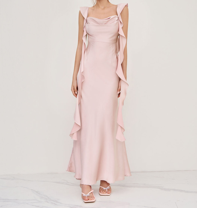 Light Blue Sleeveless Boat Neck Maxi