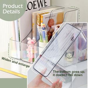 Transparent Vertical Office <b>Document</b> Archive Storage Box Plastic Student Bookshelf A4 Clear File <b>Holder</b> Bookend Desk Organizer - Product Image 2
