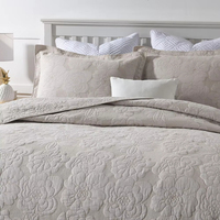 Couvre-lit en coton matelassé de qualité supérieure ensemble de couvre-lit Beige broderie Chic Floral couette ensemble de couvre-lit 2 taies d'oreiller