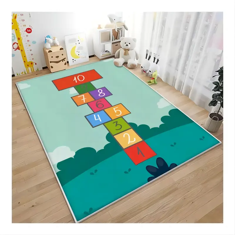 Thickened cute jumping house game carpet by the bedside of children's bedroom and fun puzzle home crawling blanket