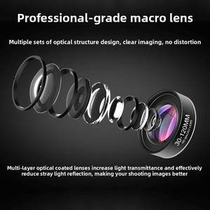 Objectif macro pour téléphone en alliage d'aluminium ultra-clair avec verre optique, téléobjectif 30-120 mm, macro optionnel, polarisant, starlight, universel - Product Image 2