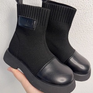 Fashion Girls Short <b>Knee</b> <b>High</b> Boots Kids Rubber Boots Black Winter Boots for Kids - Product Image 2