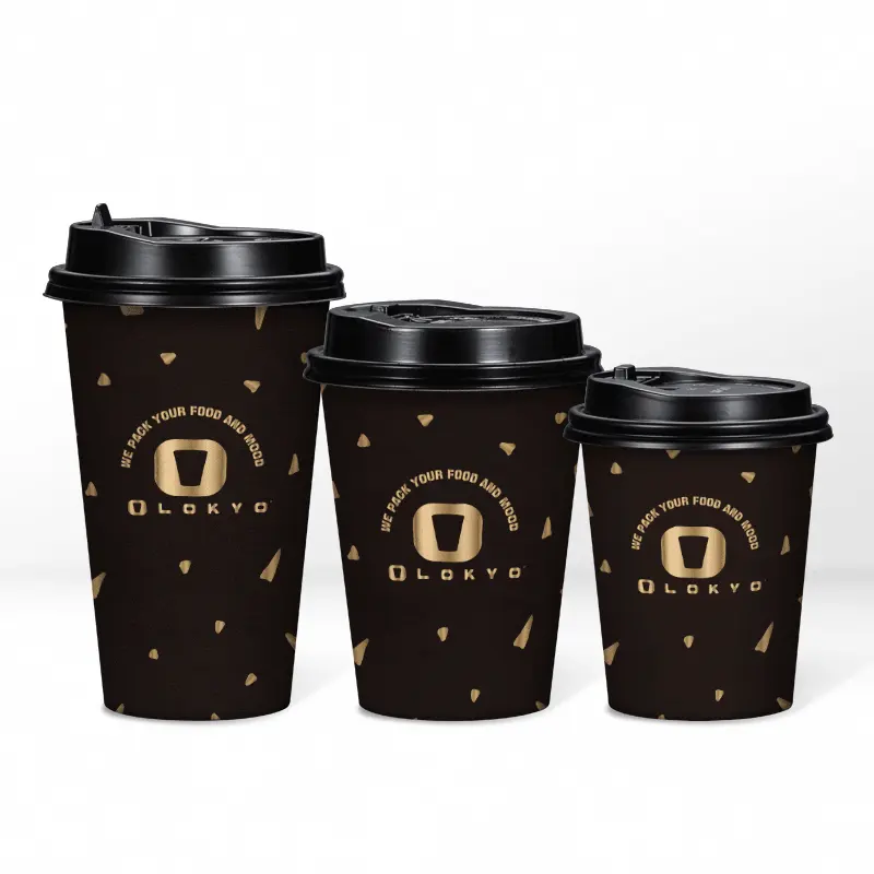 Loyo – tasse en papier jetable personnalisée, 500ml, en pla noir, à emporter, à paroi unique, pour café, offre spéciale