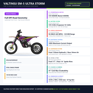 Valtinsu EM-5 Ultra <span class=keywords><strong>Storm</strong></span> 72V 8000W Potente Motore Moto Elettrica da Fuoristrada 96 km/h Velocità Massima per USA - Product Image 6