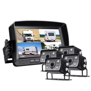 Built-in 128gb DVR for Truck Trailer Rear Side Front Backing View Wired System 1080P Image 4 Split Screen HD Car Camera DVR