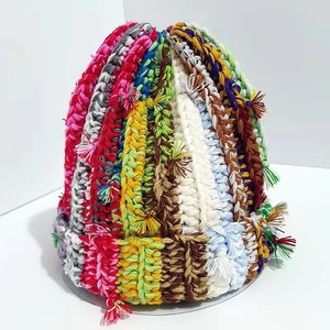 New Arrival Colorful Handmade Crochet Knit <strong>Beanie</strong> Hats for Unisex Slouchy Streetwear Winter Hat Beach Common Custom Logo - Product Image 3